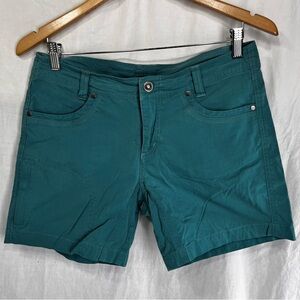 Kuhl Shorts Vintage Patina Dye Cotton Blend Hiking Women Size 8 Teal Green 6 in